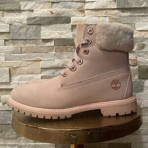 Timberland A2322 Cameo Rose Shearling Boots | Real Sheepskin, Pink Leather, 8